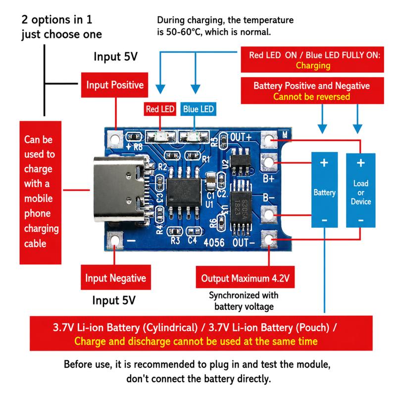 Tp4056 Module - 18650 TP4056 Lithium Batterijlader Module DIY