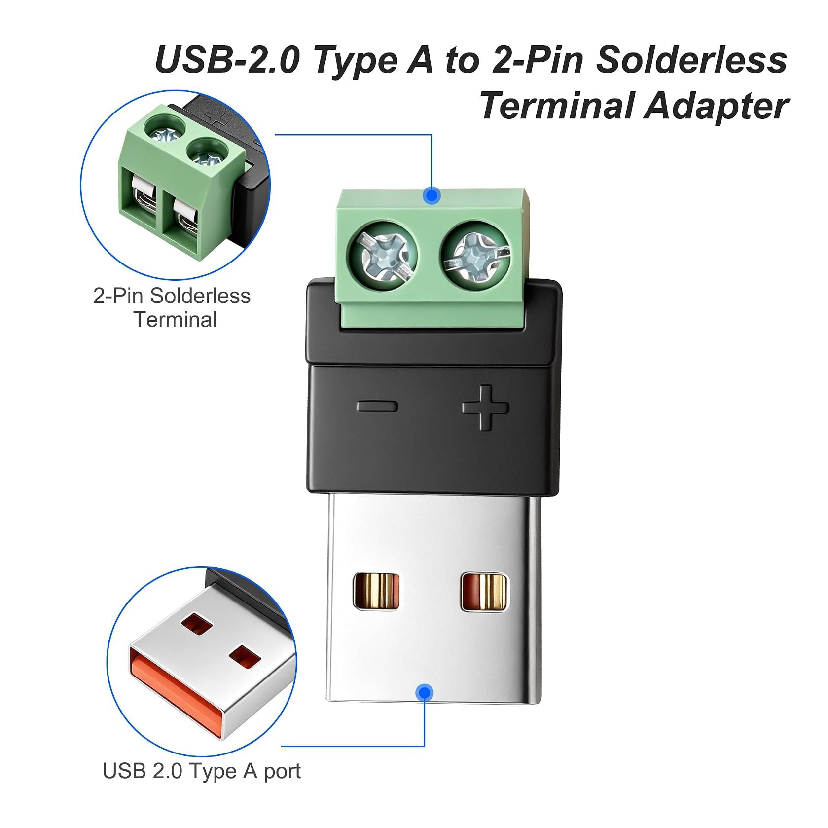 USB Type A stekker naar 2-poli - Screw Terminal Block recensie en prijs